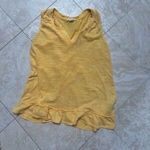 Yellow Anthropologie Maeve top with ruffles
